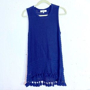 John + Jenn knit top beach coverup fringe hem sleeveless size medium mermaidcore